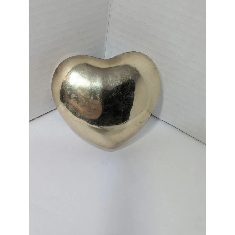 Solid Brass Heart-Shaped Collectible Metalware Desk Accessory Paperweight
